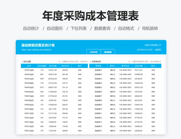 年度采购成本管理表