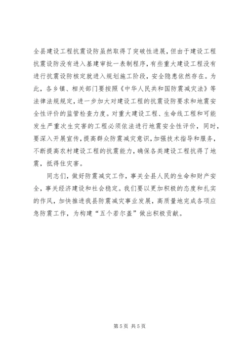 副县长在防震减灾助理员培训会上的讲话.docx