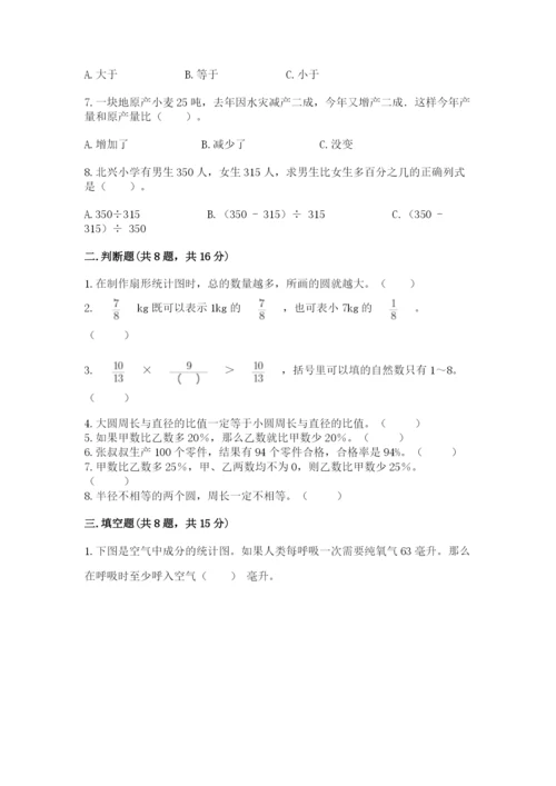 小学六年级上册数学期末测试卷带答案（突破训练）.docx