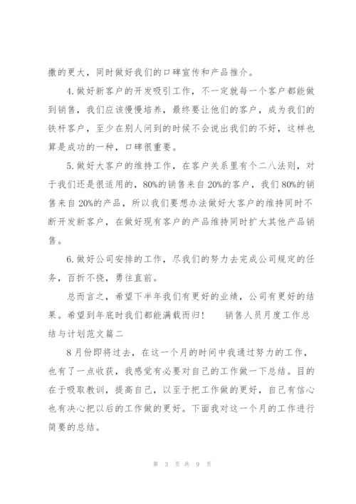 销售人员月度工作总结与计划范文【三篇】.docx