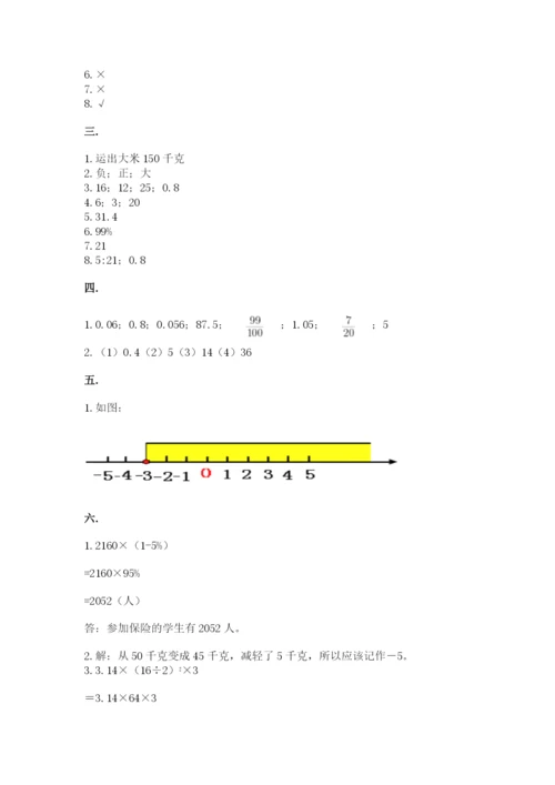 小学六年级数学期末自测题附参考答案【巩固】.docx