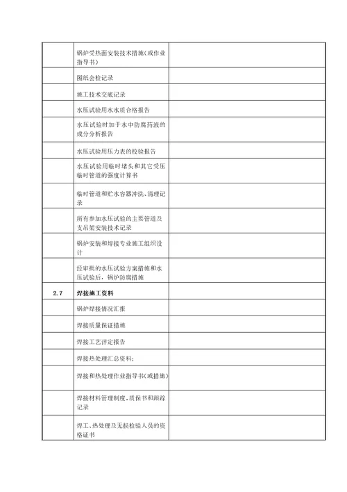 火电工程锅炉水压试验前质量监督检查记录典型表式