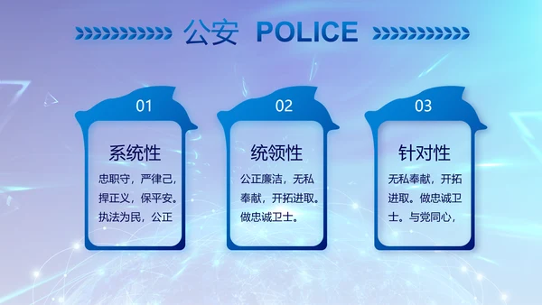 蓝色公安警察年终工作总结汇报PPT
