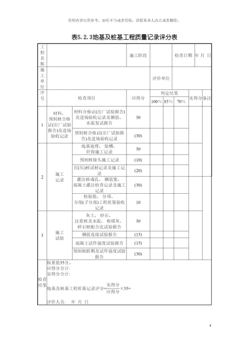 建筑工程施工质量评价标准评价表模板.docx