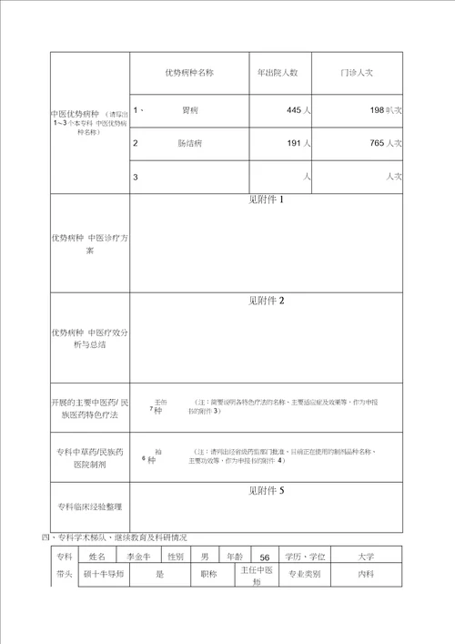 特色优势重点专科建设项目申报书吉水县中医院