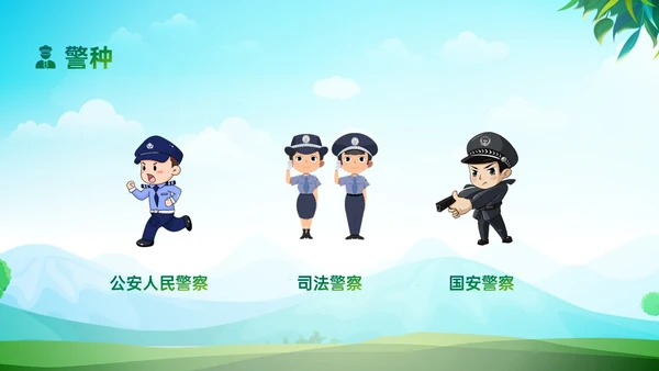 绿色清新展板风格警察进校园PPT课件警察节