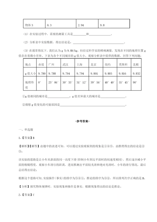 小卷练透重庆市实验中学物理八年级下册期末考试同步训练试题（含答案解析）.docx