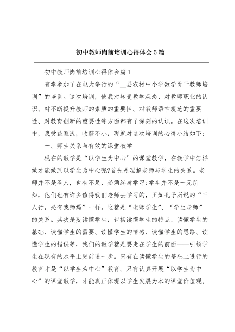 初中教师岗前培训心得体会5篇.docx