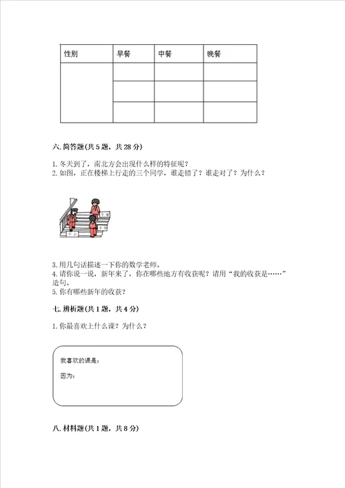 部编版一年级上册道德与法治期末测试卷附参考答案精练