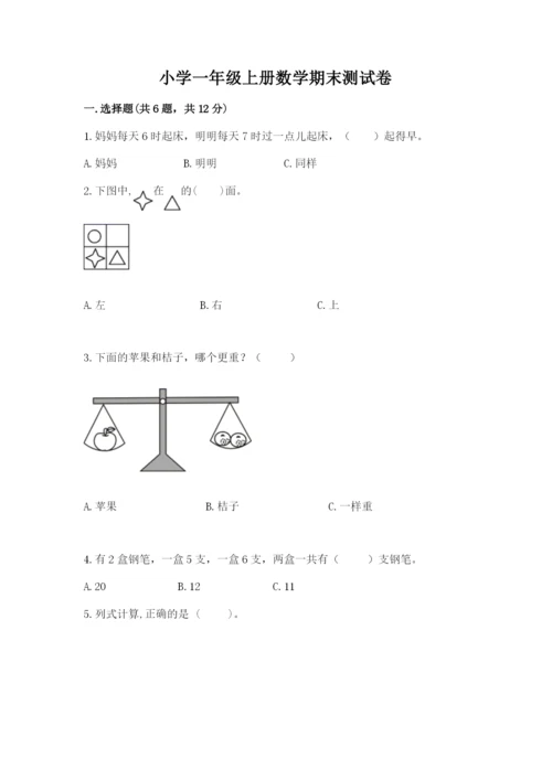 小学一年级上册数学期末测试卷（典优）word版.docx