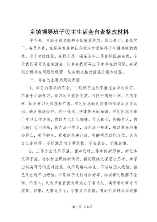 乡镇领导班子民主生活会自查整改材料.docx