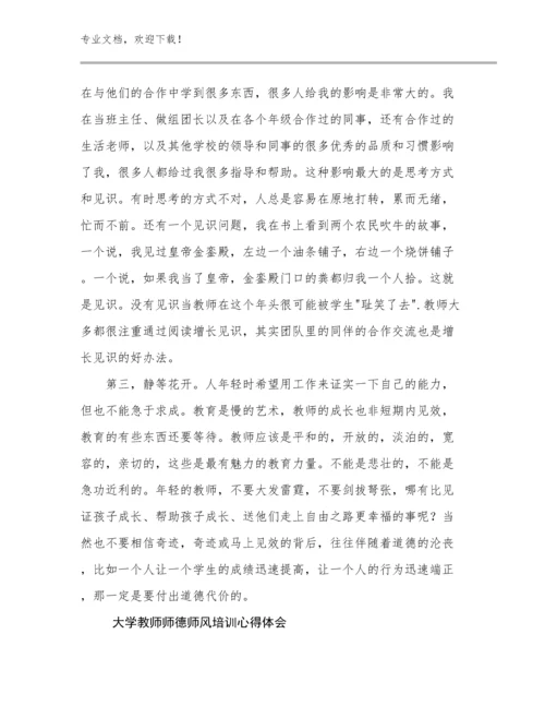 最新大学教师师德师风培训心得体会优选范文14篇.docx