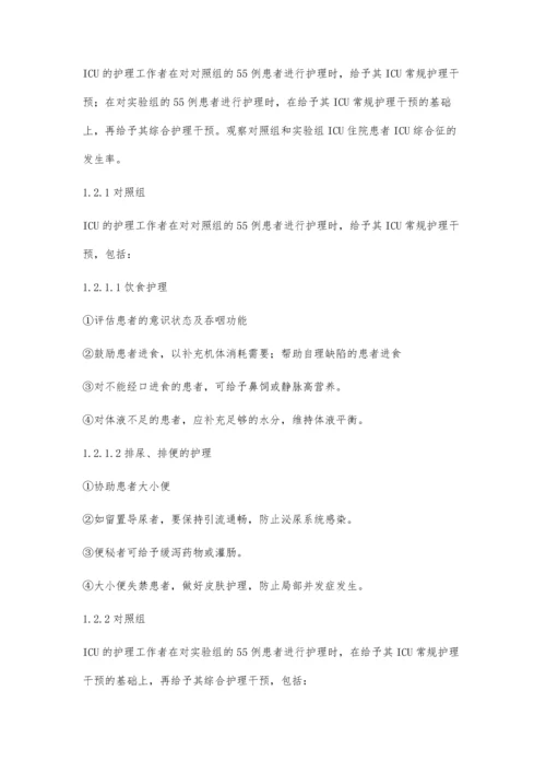 综合护理对ICU综合征的预防效果.docx