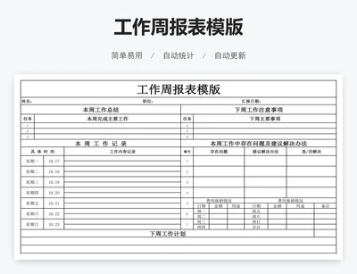 工作周报表模版