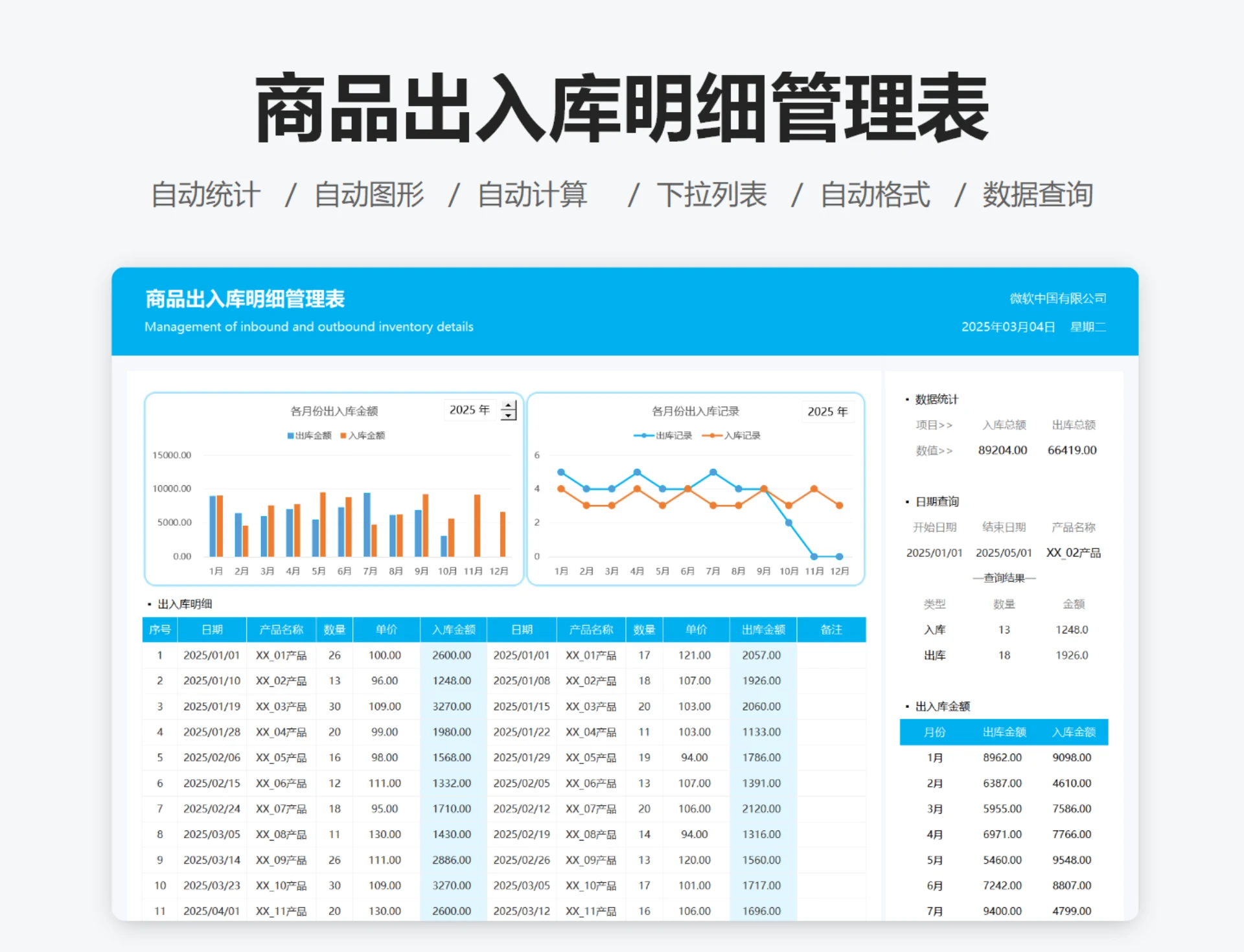 商品出入库明细管理表