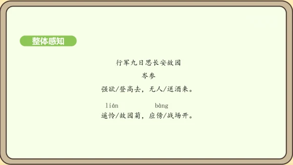 七年级语文上册第三单元课外古诗词诵读（一）- 行军九日思长安故园课件（21张PPT)