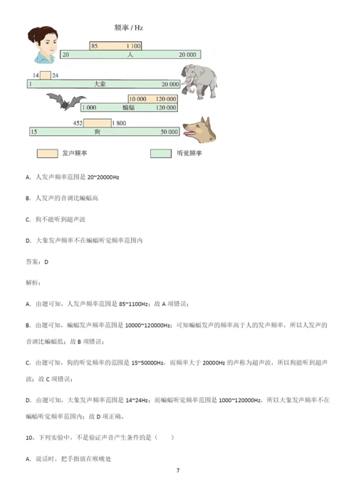 人教版初二物理声现象基础知识题库.docx
