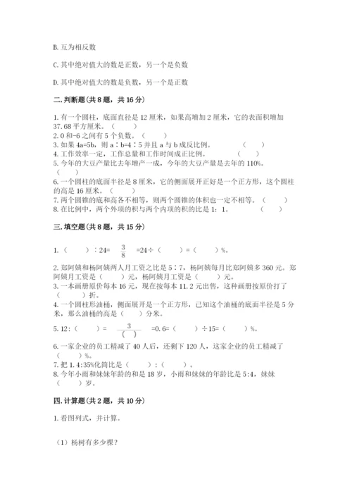 北京版六年级下册数学期末测试卷及参考答案.docx