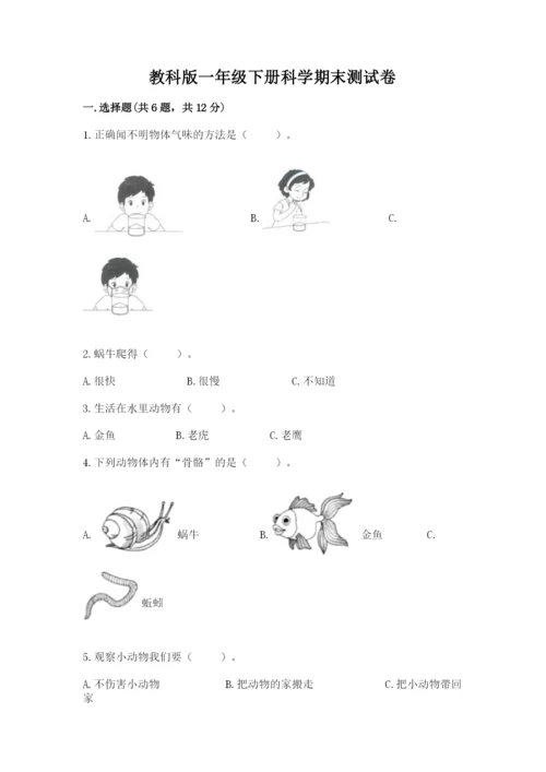 教科版一年级下册科学期末测试卷及参考答案（预热题）.docx