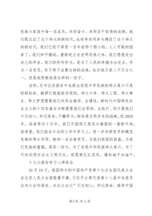 学习十九大报告精神心得体会（通用）精选4篇.docx