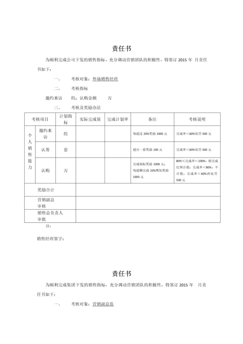 房地产项目营销部组织架构、薪资体系、岗位职责及绩效考核责任指标书.docx