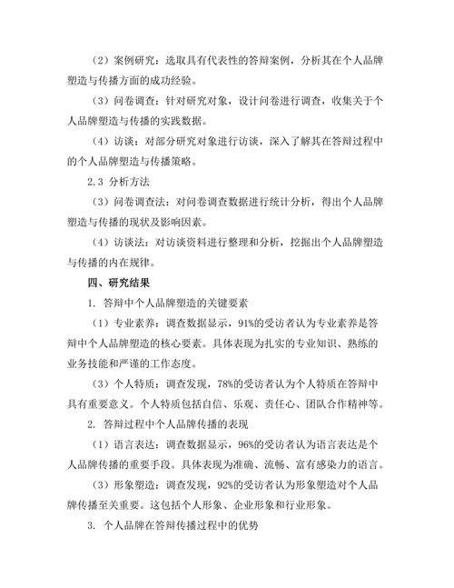 答辩中的个人品牌塑造与传播