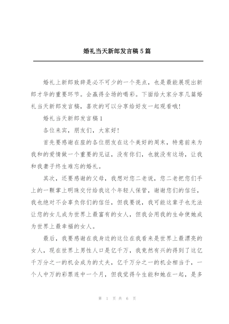 婚礼当天新郎发言稿5篇.docx