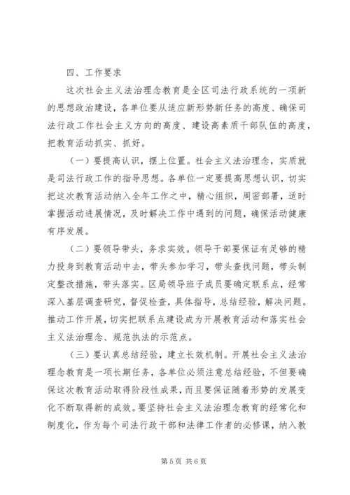 全区司政法系统开展社会主义法治理念教育活动实施意见 (2).docx