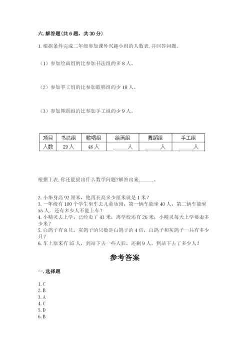 小学二年级上册数学期中测试卷含答案（综合题）.docx