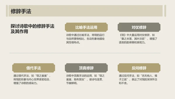 黄色复古风《氓》全文赏析与学习PPT模板
