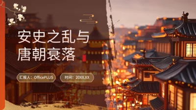 橙色中国风历史课件安史之乱与唐朝衰落PPT