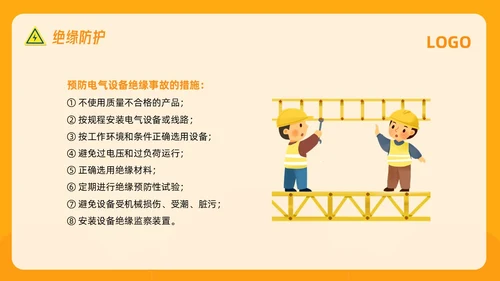 橙色插画电气安全知识培训PPT模板宣传PPT动态PPT安全教育