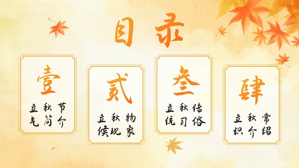 手绘水彩中国风二十四节气立秋科普PPT模板