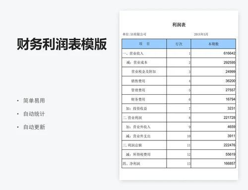 财务利润表模版