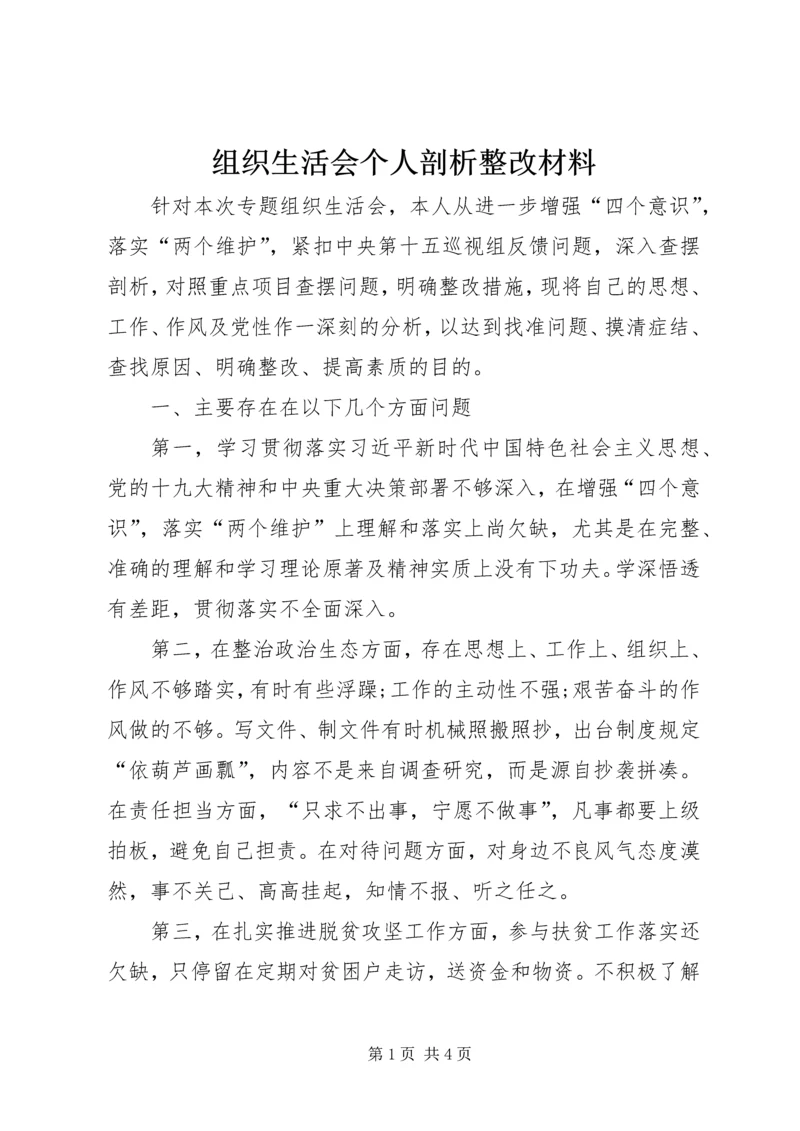 组织生活会个人剖析整改材料.docx