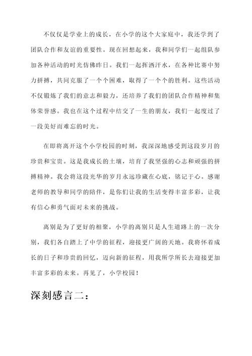 多年小学毕业感言