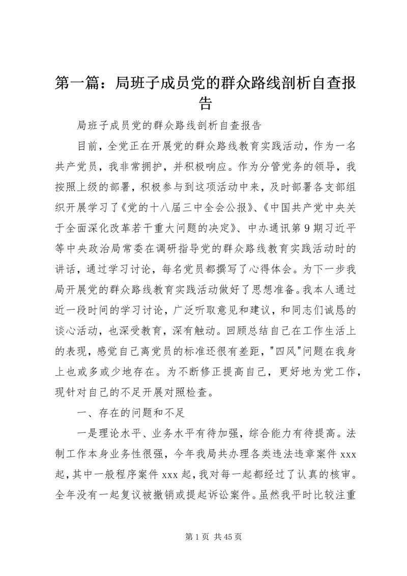 第一篇：局班子成员党的群众路线剖析自查报告.docx