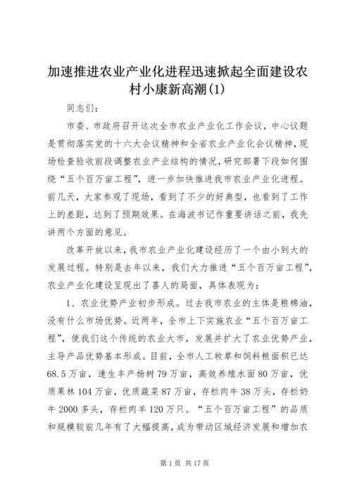 加速推进农业产业化进程迅速掀起全面建设农村小康新高潮(1).docx