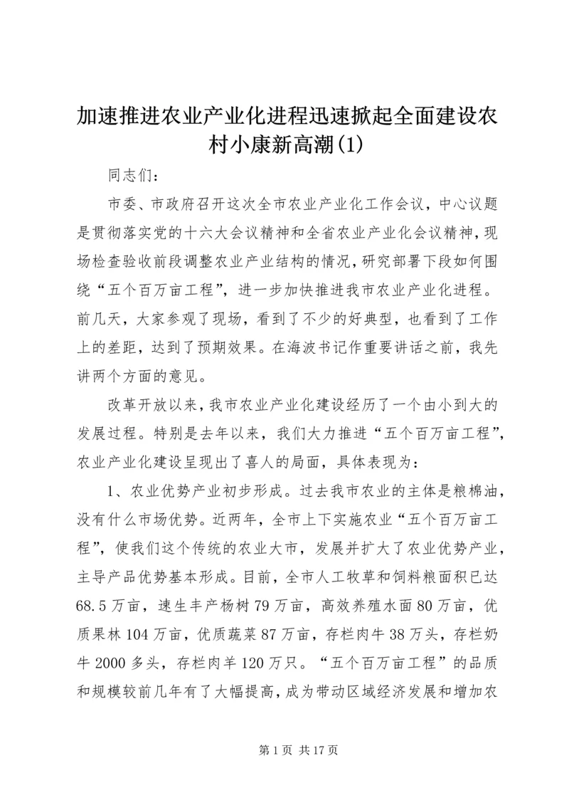 加速推进农业产业化进程迅速掀起全面建设农村小康新高潮(1).docx