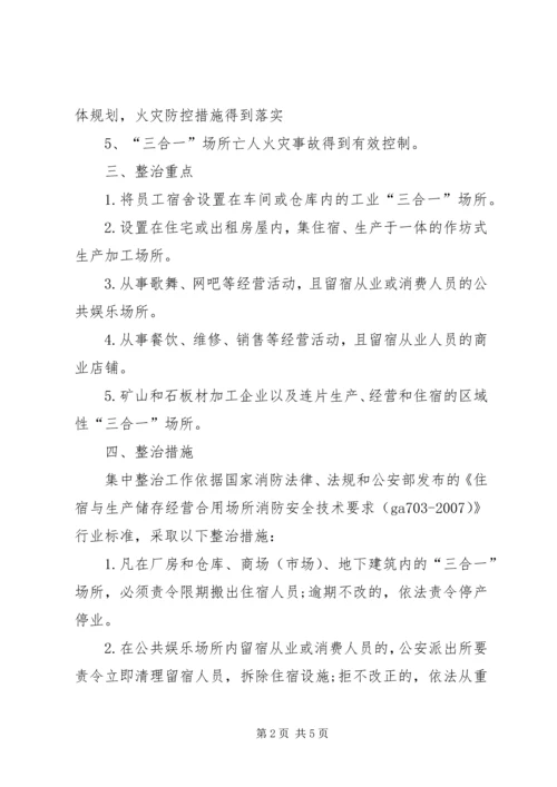 镇政府关于“三合一”场所消防安全工作方案 (2).docx