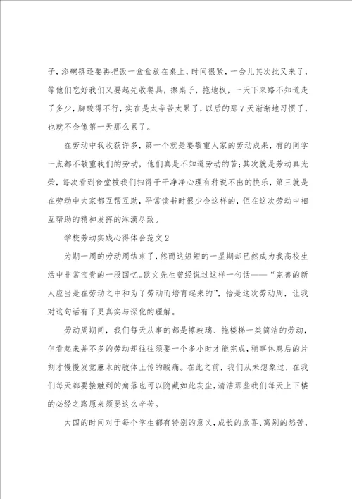 学校劳动实践心得体会范文十篇