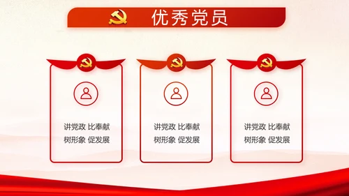 红色党支部年终述职报告学习教育动态PPT模板