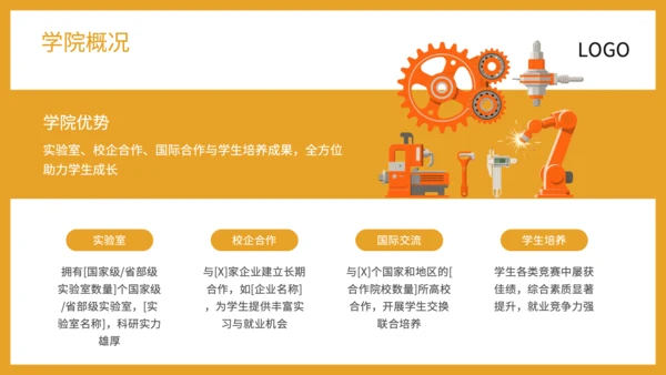 橙黄色商务风机械工程学院模式介绍PPT
