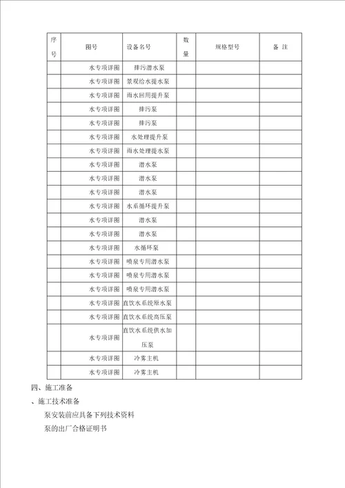 完整word版水泵安装施工方案