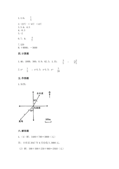 北师大版小学六年级下册数学期末检测试题（全国通用）.docx