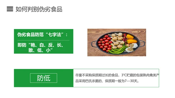 如何预防食品安全事故绿色蔬菜PPT模板