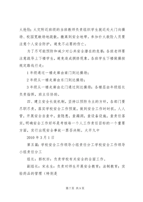 初中安全工作领导小组分工.docx