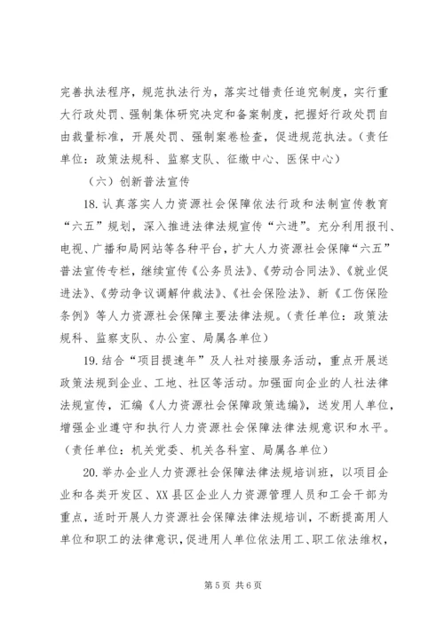 人力资源社会保障依法行政工作要点.docx