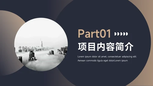 黄色暗色大气前沿房地产项目介绍PPT模板