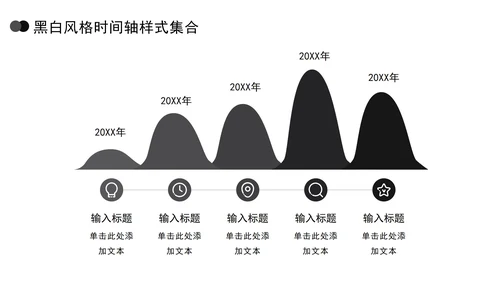 黑白风格时间轴样式集合PPT模板